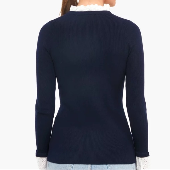 Navy Rosemary Eyelet Knit Top - Picture 4 of 13